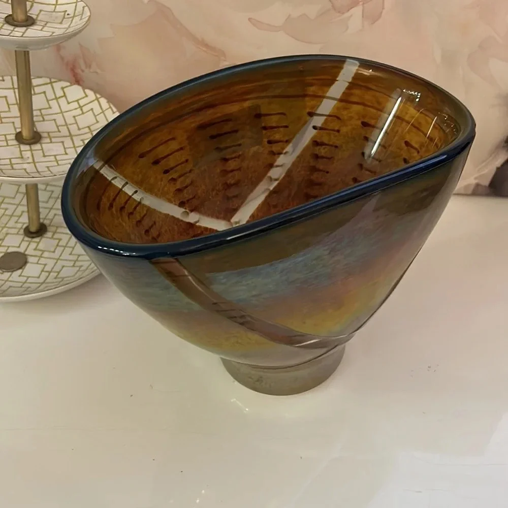 Global Views Art Glass Vase “Blue Pond
